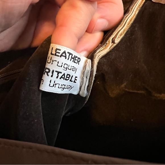 Vintage Cuir Veritable big leather taupe brown clutch - Picture 6 of 6